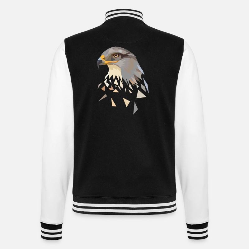 Adler geometrisch Low Poly Adlerkopf - College-Sweatjacke - Schwarz/Weiß