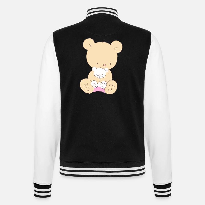 Bear with Teddy Bear - College-Sweatjacke - Schwarz/Weiß