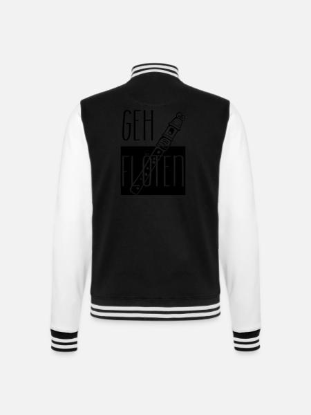 Geh Flöten - Flöte - Blockflöte - Geschenk - Musik - College-Sweatjacke - Schwarz/Weiß