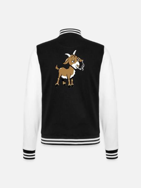 Ziege kiffen joint - College-Sweatjacke - Schwarz/Weiß