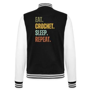 EAT CROCHET SLEEP REPEAT - College Sweat Jacket - black/white - Back - Marisol (170cm)
