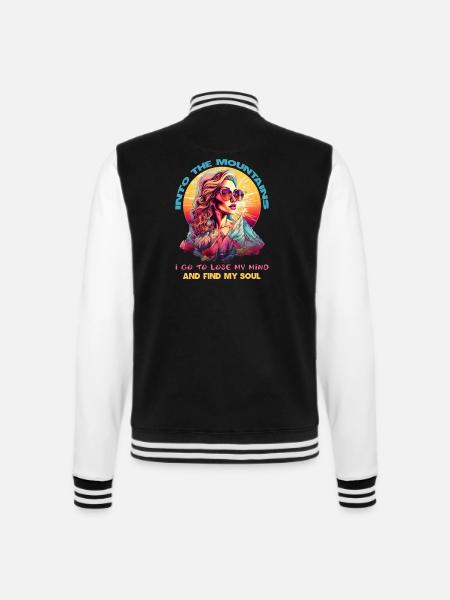 Find my Soul Geschenk Wander Woman & Dorfkinder - College-Sweatjacke - Schwarz/Weiß