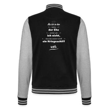 Lustige Sprüche Scheidung - College-Sweatjacke - Schwarz/Grau meliert - Hinten - Marisol (170cm)