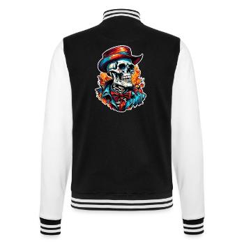 Skull / Totenkopf / Skelett / Gothic / Tattoo - College-Sweatjacke - Schwarz/Weiß - Hinten - Marisol (170cm)