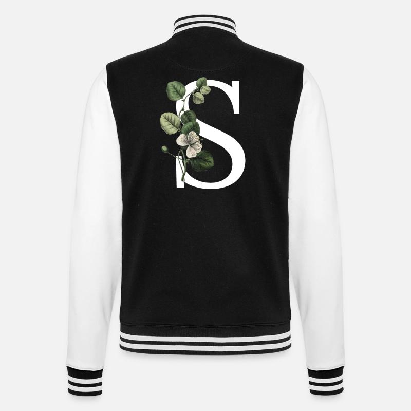 lettre S botanique vert - Veste Teddy - noir/blanc