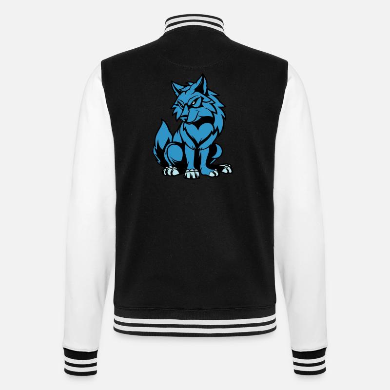 wolf comic tier - College-Sweatjacke - Schwarz/Weiß