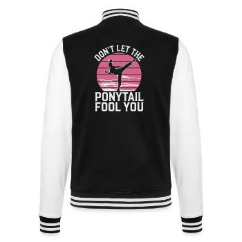 Fighting spirit with style - College Sweat Jacket - black/white - Back - Marisol (170cm)