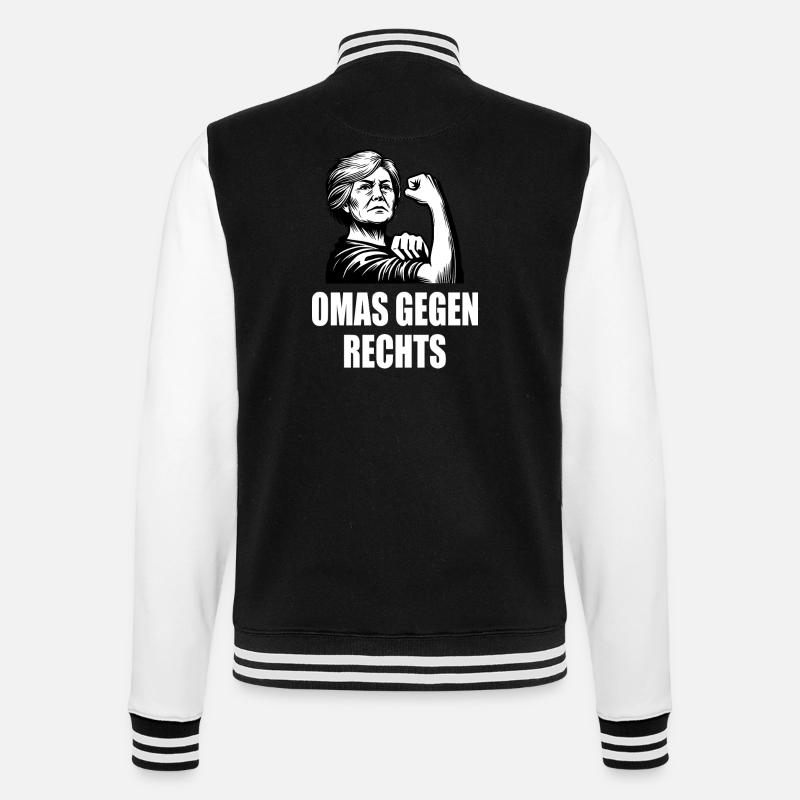 Omas gegen rechts - College-Sweatjacke - Schwarz/Weiß