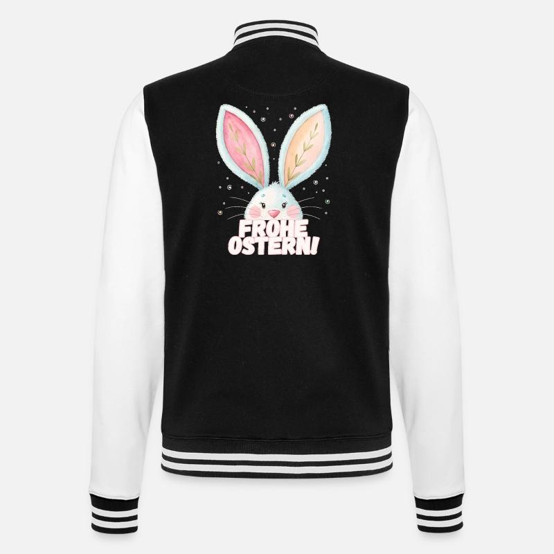 Happy Easter! Cute Easter Bunny - College Sweat Jacket - black/white