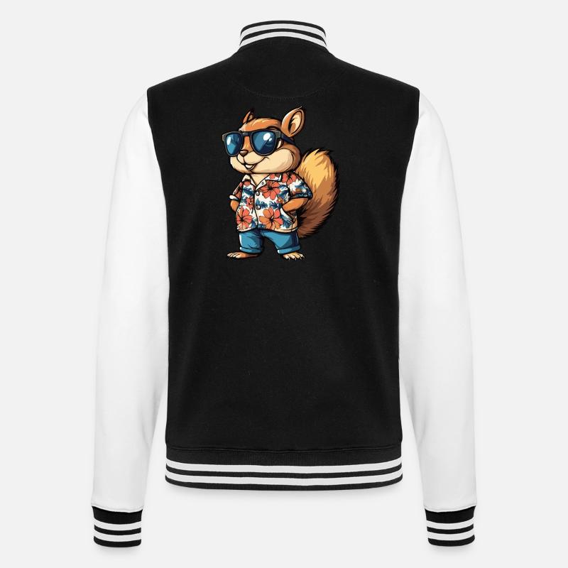 Eichhörnchen Comic Cool Sommer - College-Sweatjacke - Schwarz/Weiß