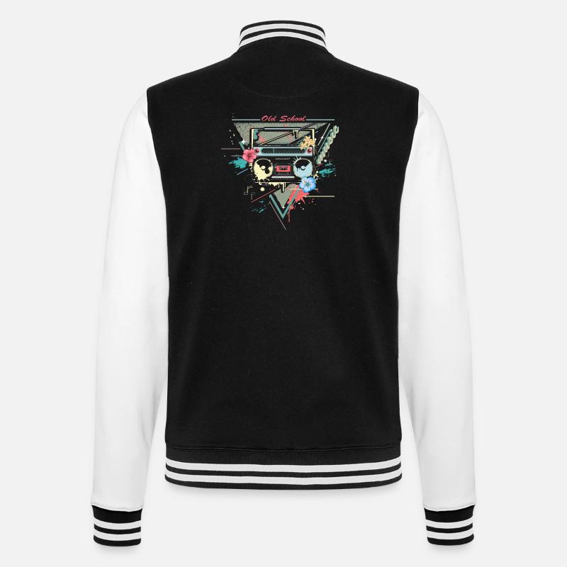 Ghettoblaster Kassettenspieler Retro Graffiti - College-Sweatjacke - Schwarz/Weiß