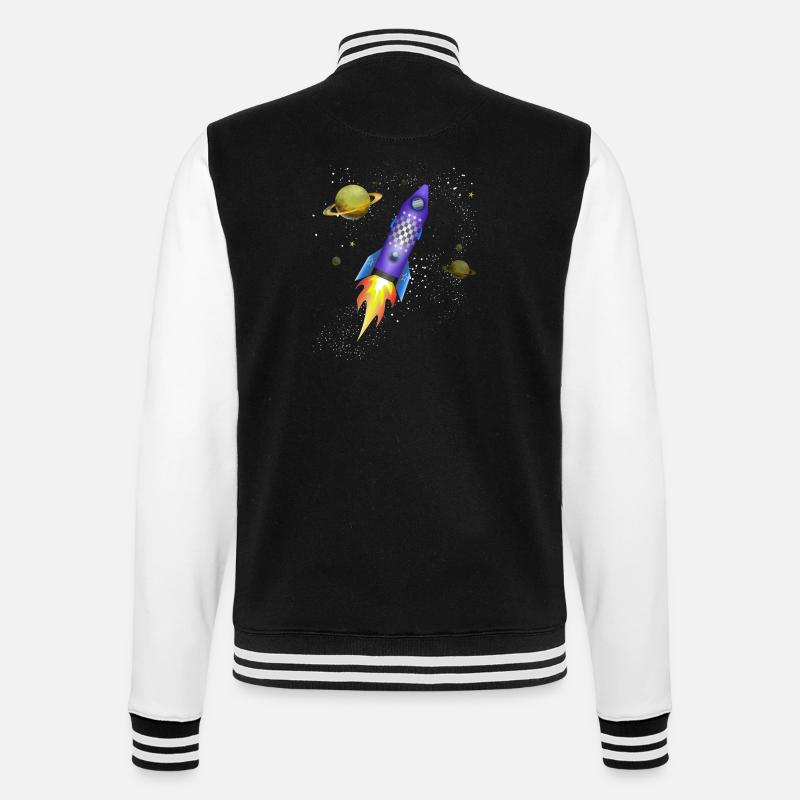 Fusée dans l'espace - Veste Teddy - noir/blanc