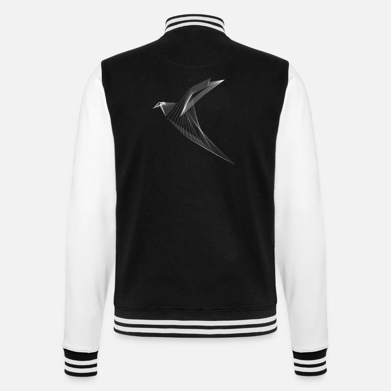 Geometric Lines Bird Minimal Design - College Sweat Jacket - black/white