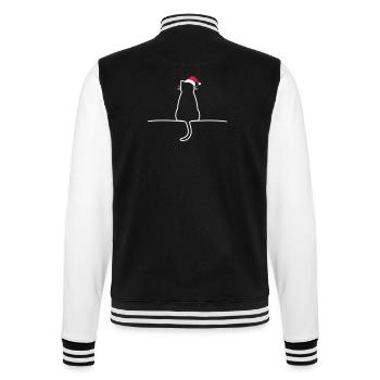 Katze Weihnachten Weihnachtskatze Geschenk - College-Sweatjacke - Schwarz/Weiß - Hinten - Marisol (170cm)