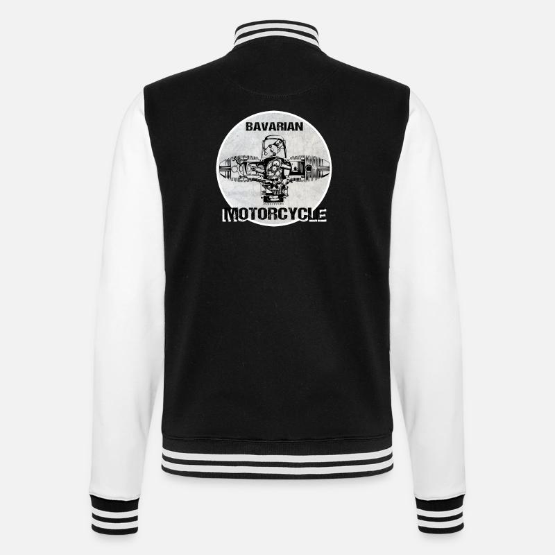 Bavarian Motorcycle Boxermotor - College-Sweatjacke - Schwarz/Weiß