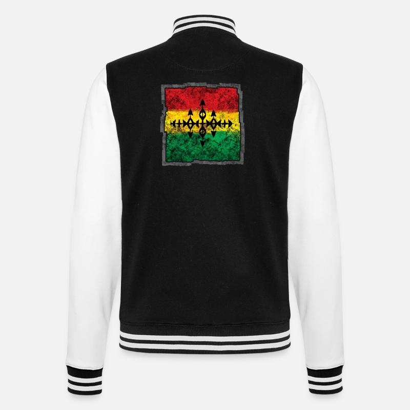 Abstraktes Reggae Färbe-Cross - College-Sweatjacke - Schwarz/Weiß