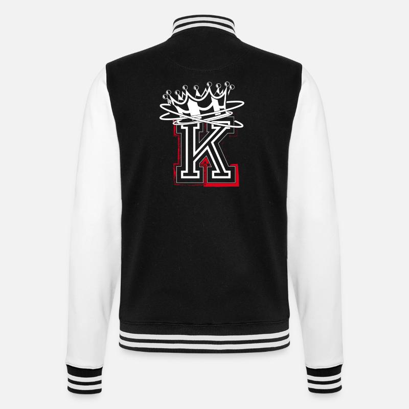 Buchstabe K mit Krone - College-Sweatjacke - Schwarz/Weiß