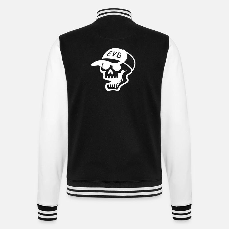 EVG Skull blanc - Veste Teddy - noir/blanc