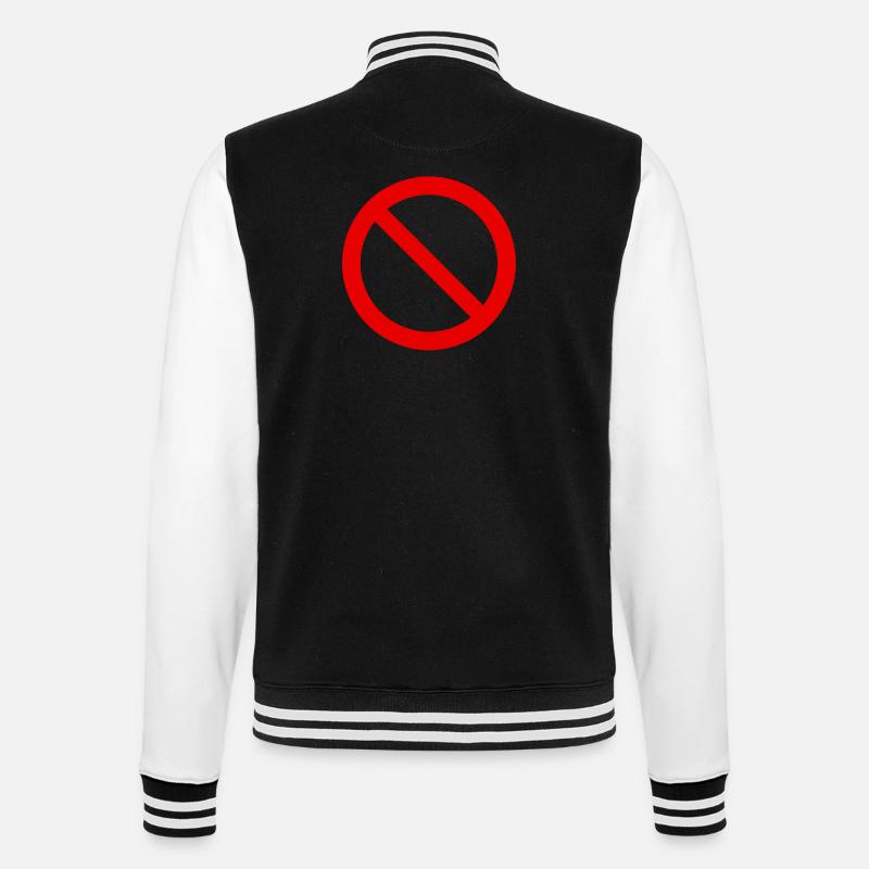 Red Forbidden Symbol Pattern - College Sweat Jacket - black/white