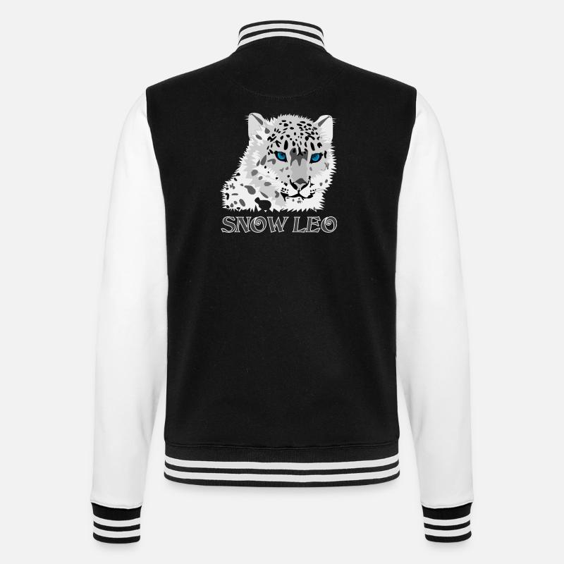 Snow Leopard Big Cat - College Sweat Jacket - black/white