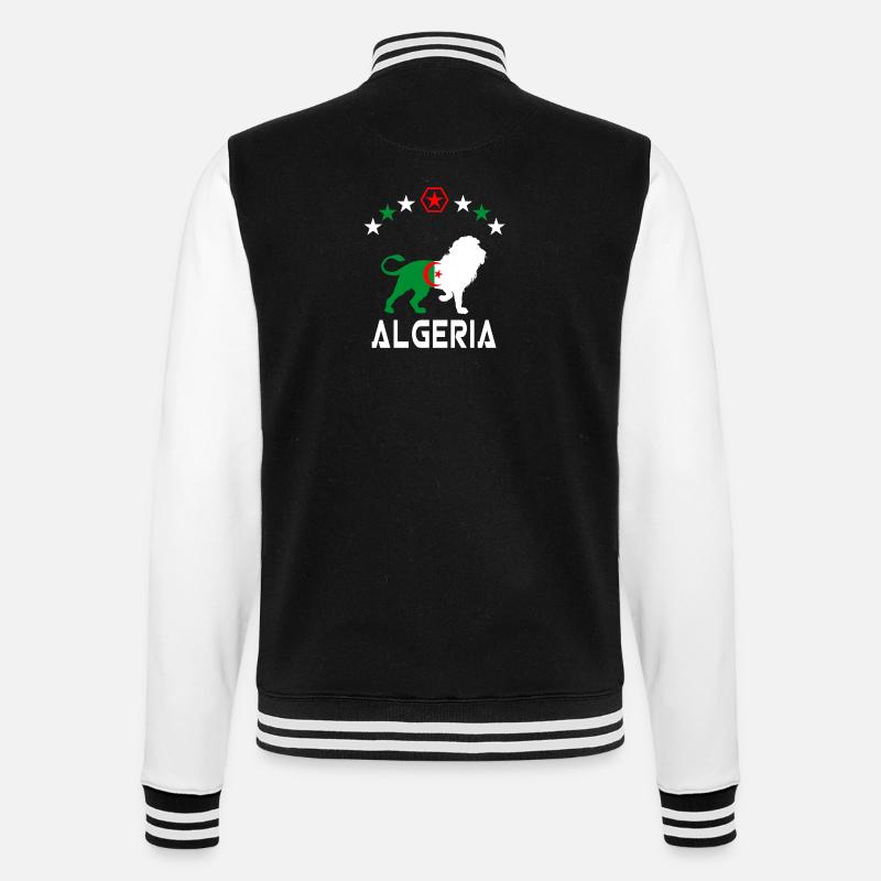 Algeria Lion Flags Design/ Gift - College Sweat Jacket - black/white