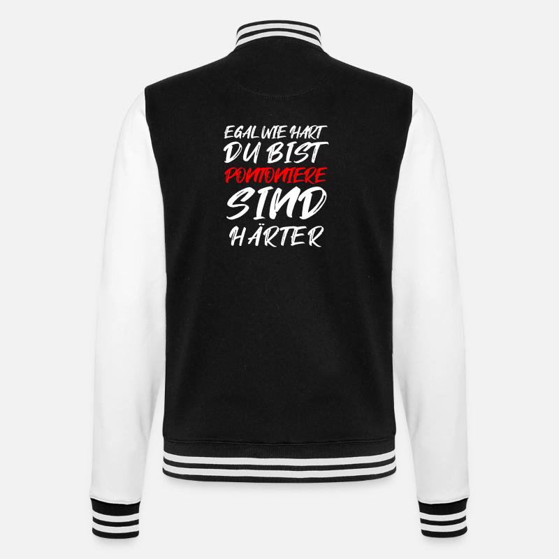 Pontonier Statement – Härter als der Rest - College-Sweatjacke - Schwarz/Weiß