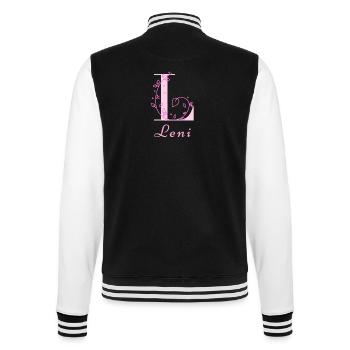 LENI Namensshirt Blumen Buchstabe Damen - College-Sweatjacke - Schwarz/Weiß - Hinten - Marisol (170cm)