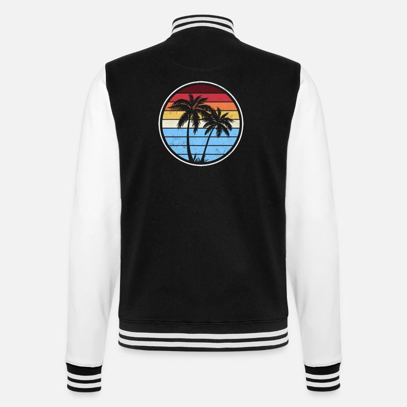 Retro Palm Sunset Circle - College Sweat Jacket - black/white