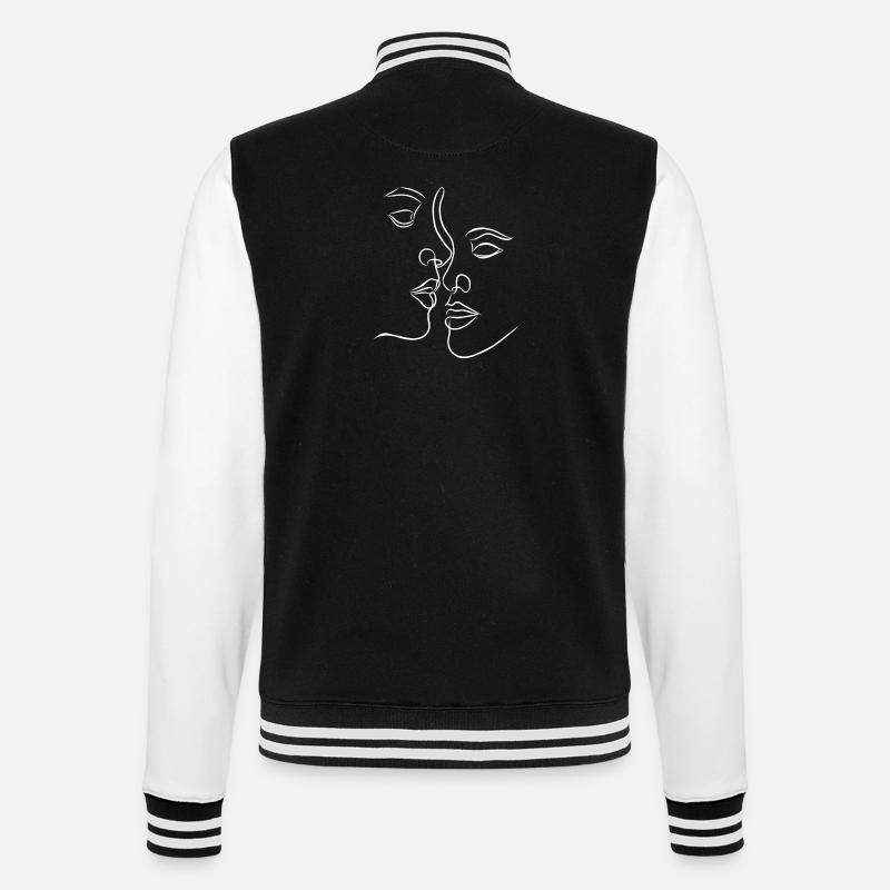 Verliebte Gesichter - College-Sweatjacke - Schwarz/Weiß