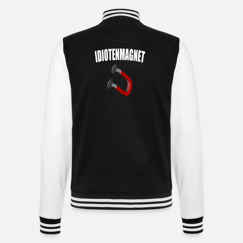 Idiotenmagnet - College-Sweatjacke - Schwarz/Weiß