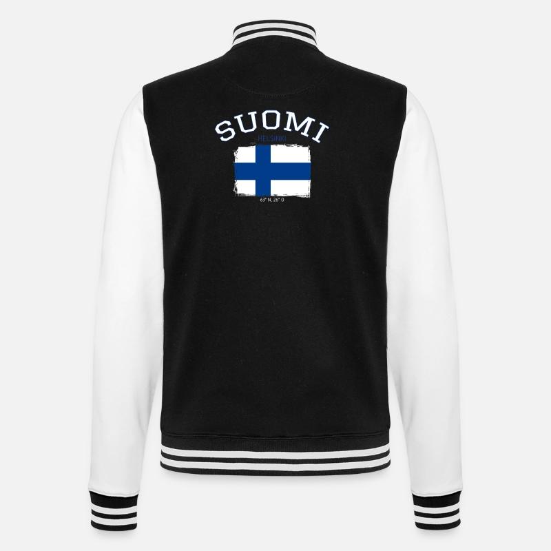 Finland flag with Helsinki reference - College Sweat Jacket - black/white