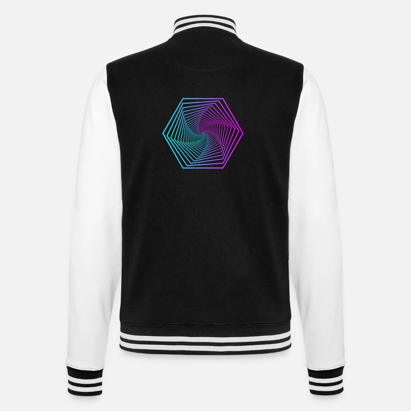 Neon Polygon Spiral Gradient - College Sweat Jacket - black/white