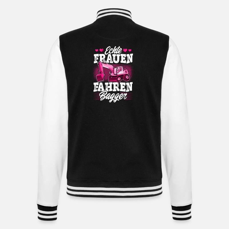 Baggerfahrerin - College-Sweatjacke - Schwarz/Weiß