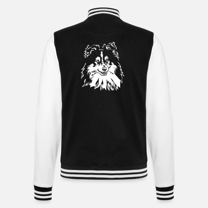 Sheltie Head "Black Edtion" - College Sweat Jacket - black/white