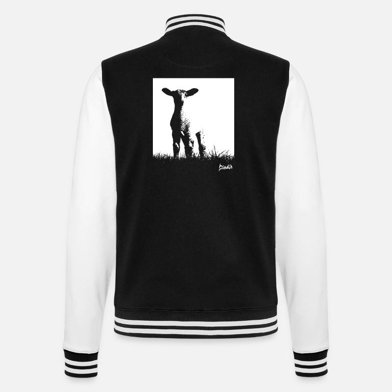 Ostfriesland-Kollektion: Deich-Lämmchen - College-Sweatjacke - Schwarz/Weiß