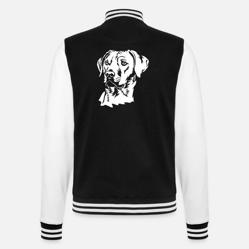 Rhodesian Ridgeback Kopf "Black Edition" - College-Sweatjacke - Schwarz/Weiß