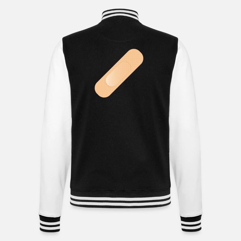 einfaches Heftpflaster als Gestaltungselement - College-Sweatjacke - Schwarz/Weiß
