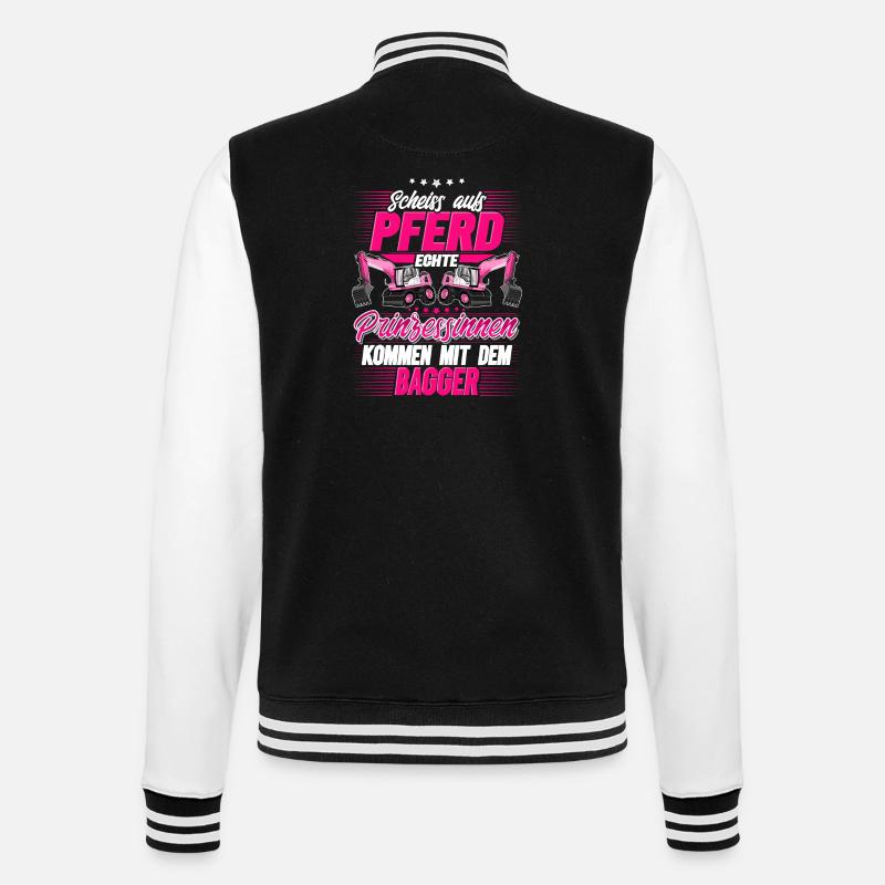 Baggerfahrerin - College-Sweatjacke - Schwarz/Weiß
