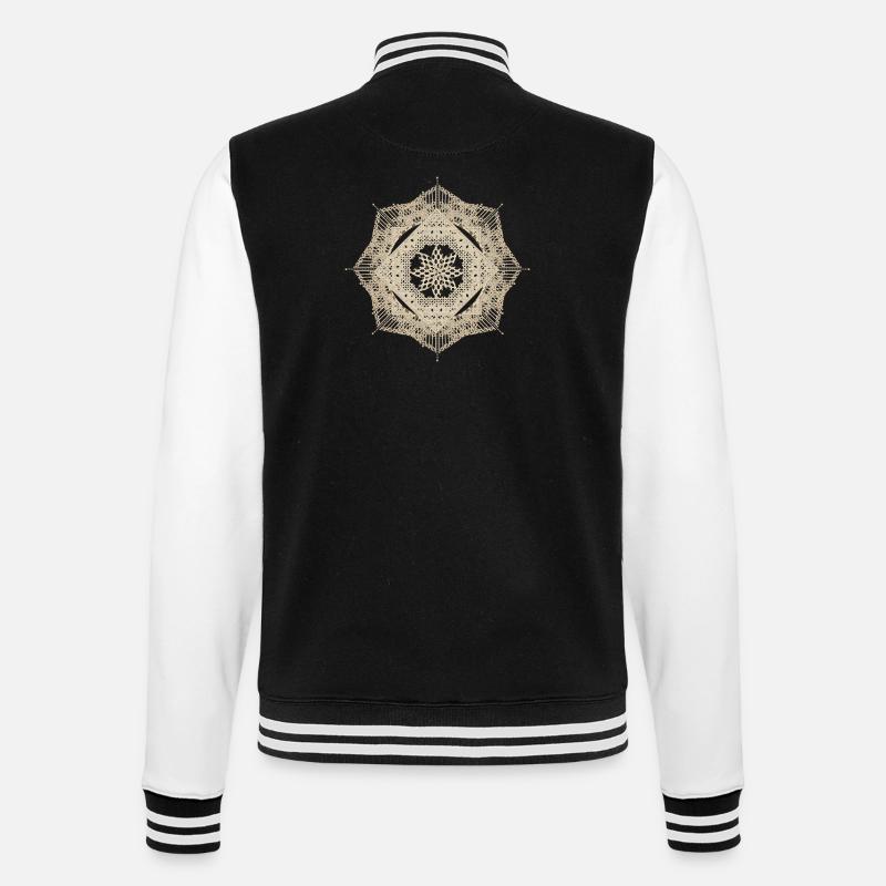 geometric macramé style flower pendant - College Sweat Jacket - black/white