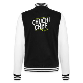 Küchenchef - Chuchi Chef - Schweizerdeutsch - College-Sweatjacke - Schwarz/Weiß - Hinten - Marisol (170cm)