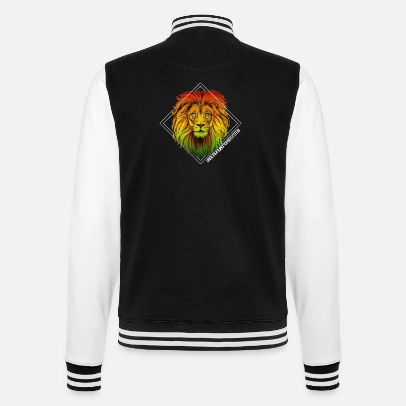 Rainbow Lion Diamond Pattern - College Sweat Jacket - black/white