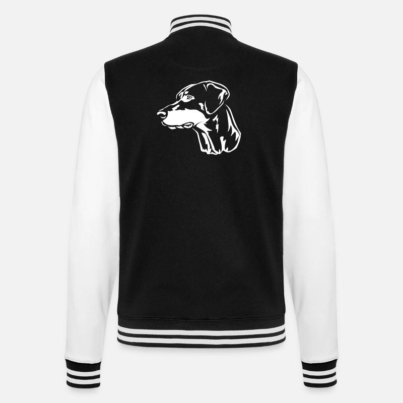 Dobermann Kopf "Black Edition" - College-Sweatjacke - Schwarz/Weiß