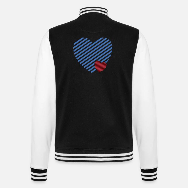 Double Heart - Design textile gift idea - College Sweat Jacket - black/white