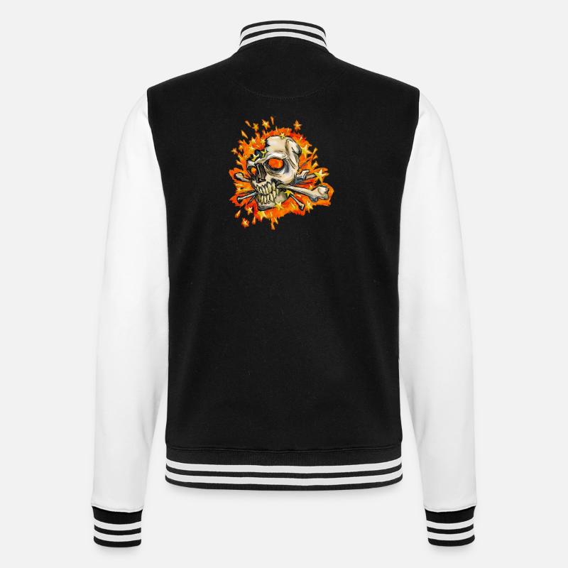 exploding skull - College Sweat Jacket - black/white