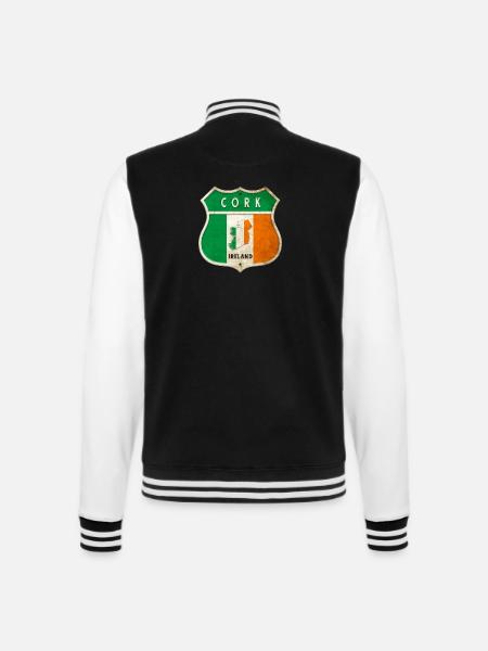 Cork Ierland Wapenschild Vlaggen Ontwerp - College sweatjacket - zwart/wit