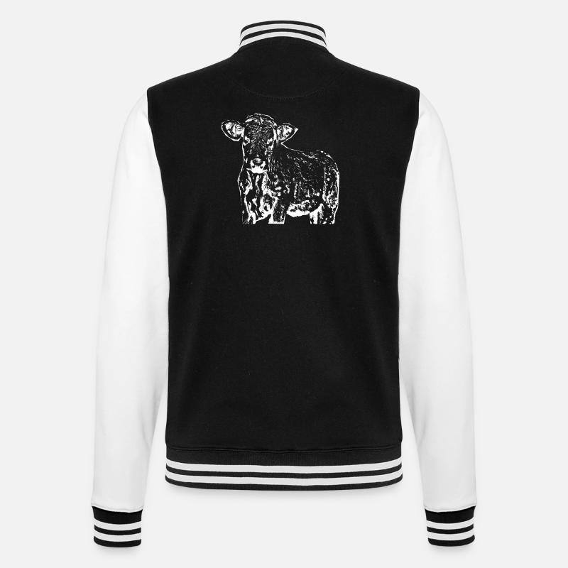 funny cow gift farmer - College Sweat Jacket - black/white