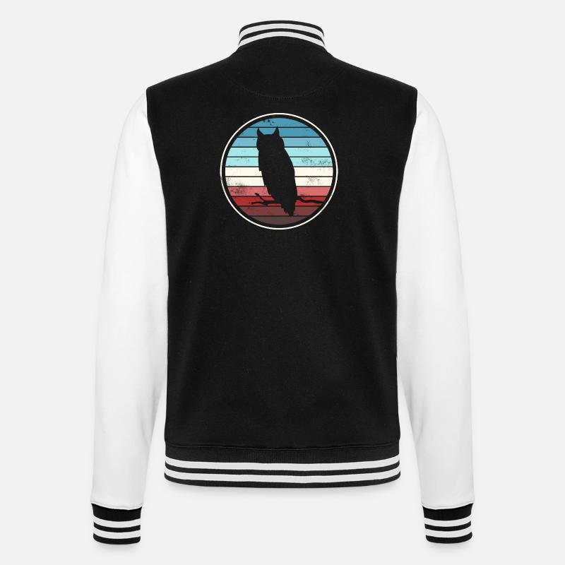 Eule Eulen - College-Sweatjacke - Schwarz/Weiß