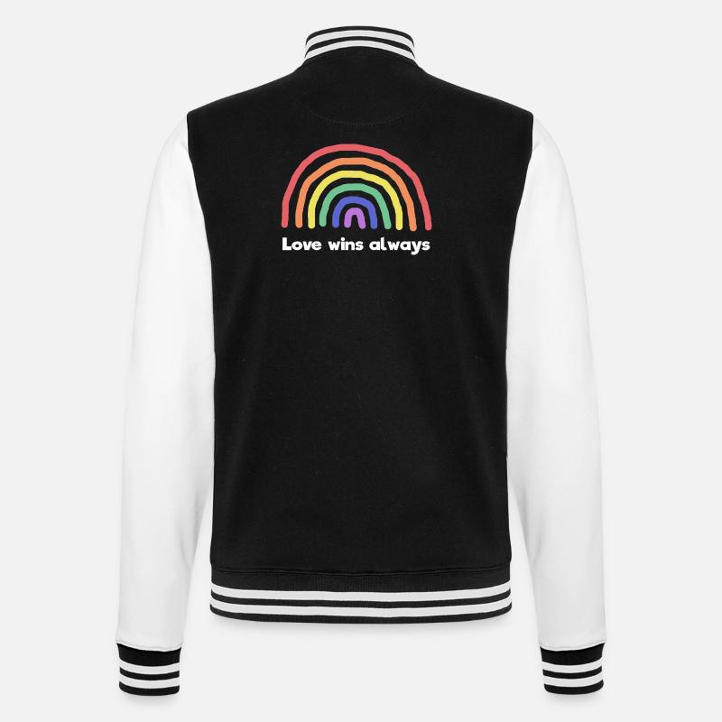 Regenbogen Liebe Statement Frieden Weltfrieden - College-Sweatjacke - Schwarz/Weiß