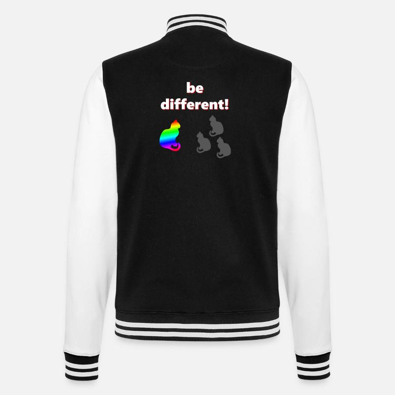 Be different, katzen Design, kluge Sprüche - College-Sweatjacke - Schwarz/Weiß
