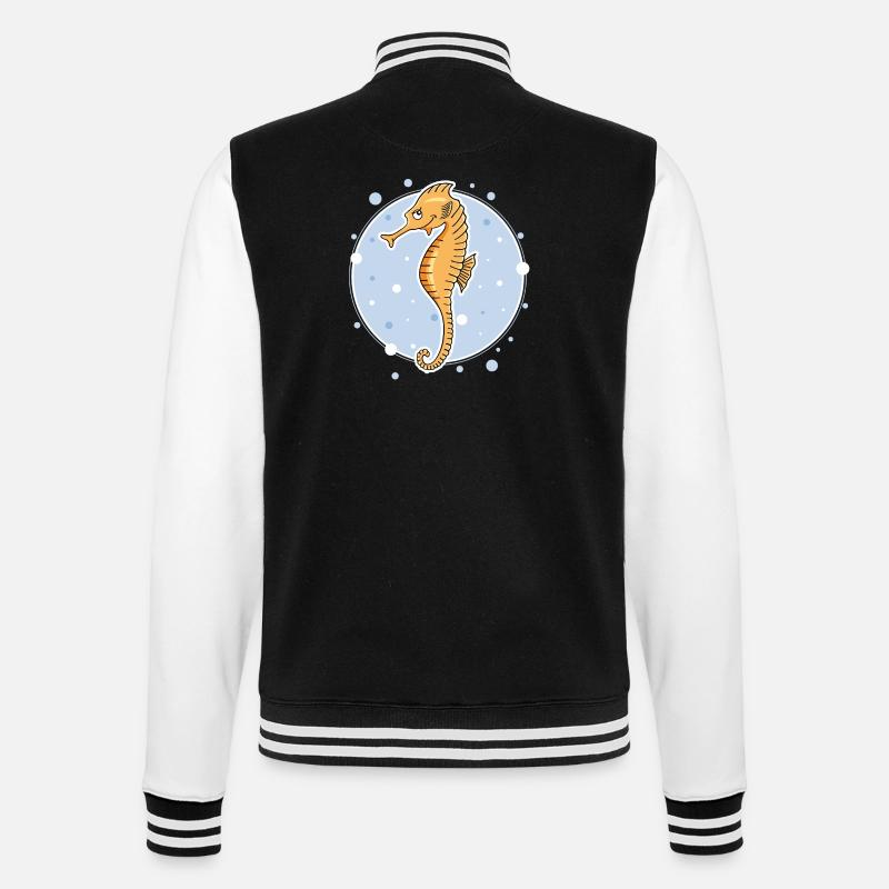 Seepferdchen - College-Sweatjacke - Schwarz/Weiß